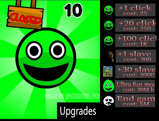 fun clicker screenshot with upgraded progression